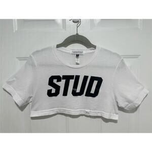 Marek+Richard STUD Crop Top T-Shirt Men's Size S White LGBTQ Circuit